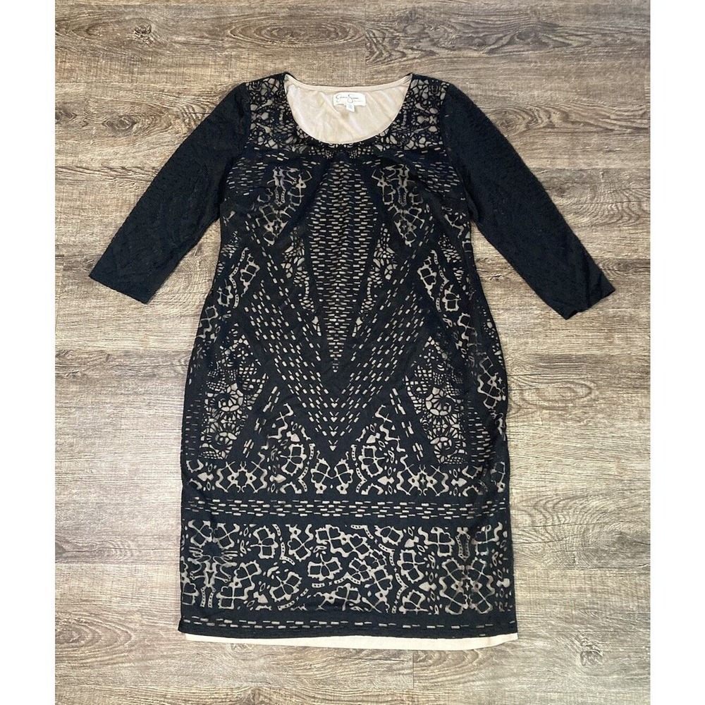 Jessica Simpson Maternity Overlay Dress Black Cocktail Party 3/4 Sleeve Size PS